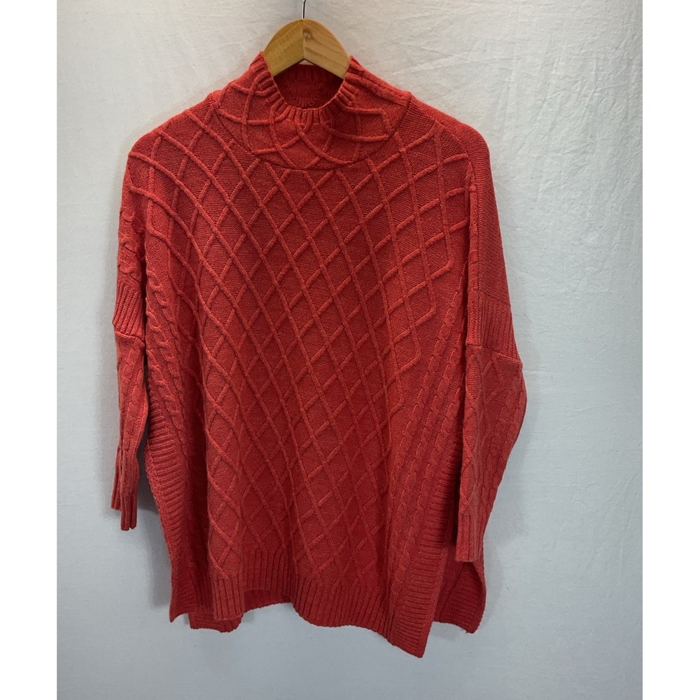 MER SEA Catalina Orange Chunky knit Oversized Lagenlook Pullover Boxy dolman OS